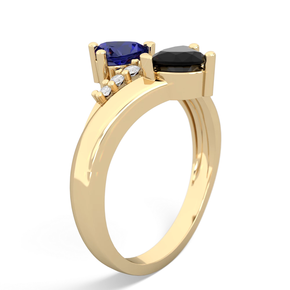 Lab Sapphire Heart To Heart 14K Yellow Gold ring R2064