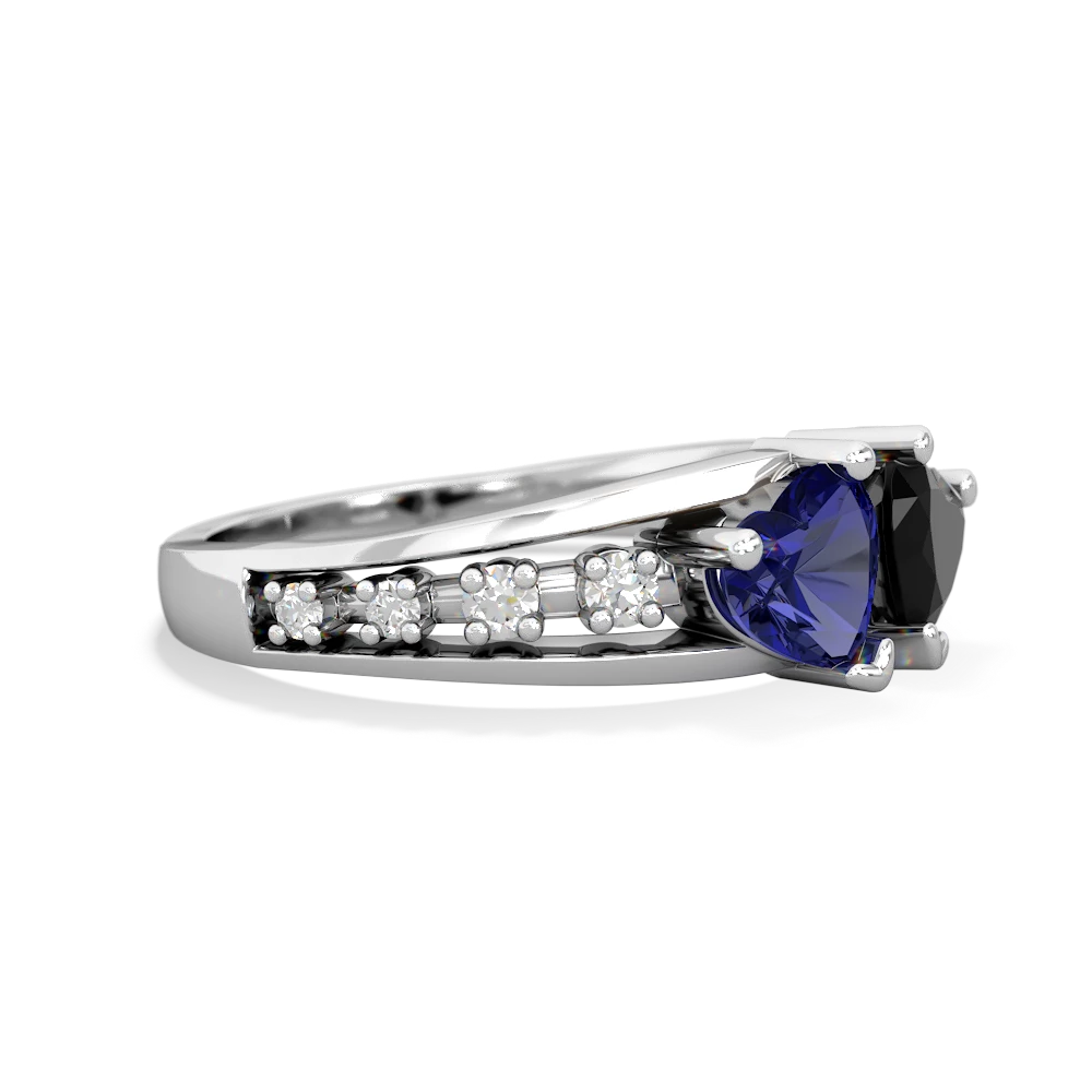 Lab Sapphire Heart To Heart 14K White Gold ring R3342
