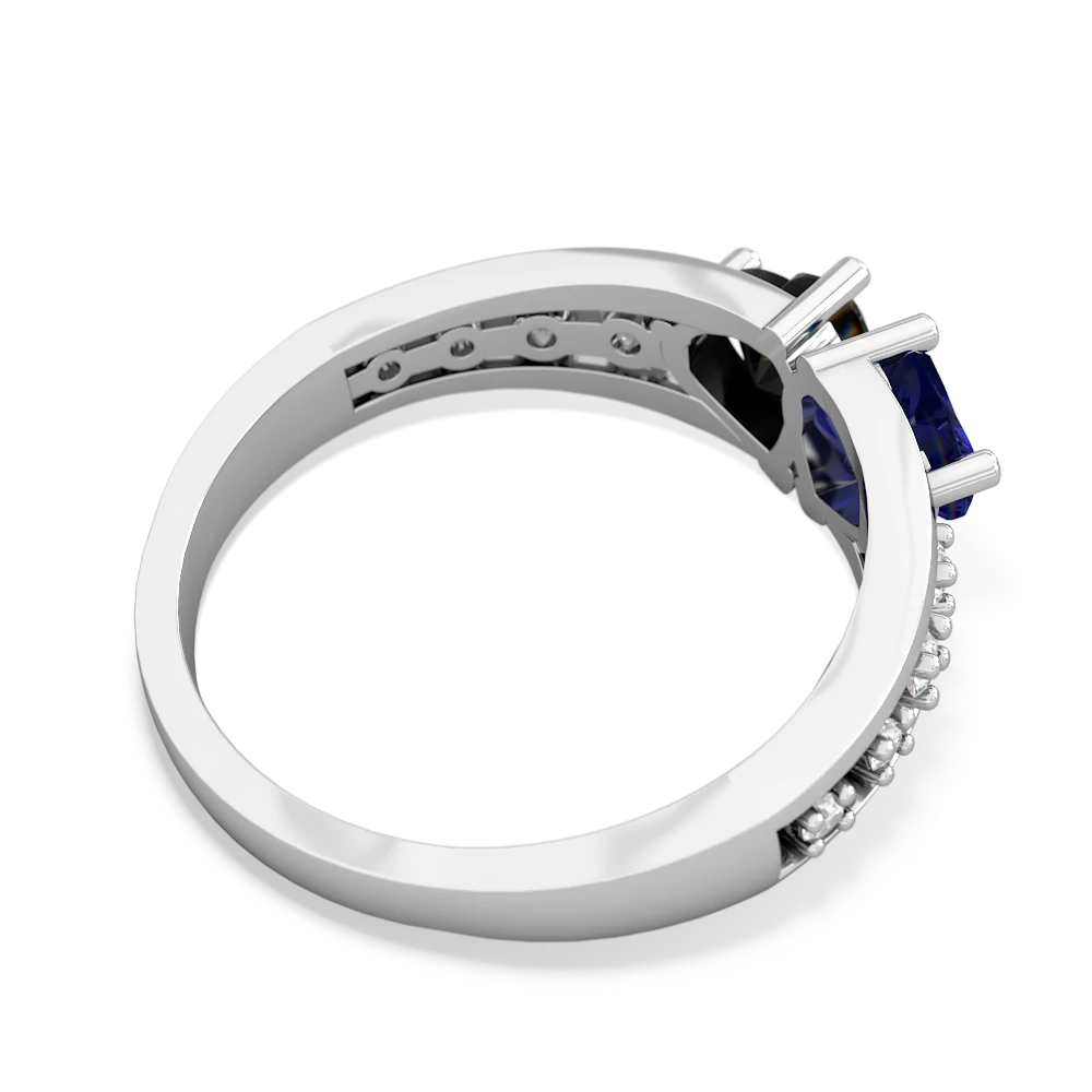 Lab Sapphire Heart To Heart 14K White Gold ring R3342