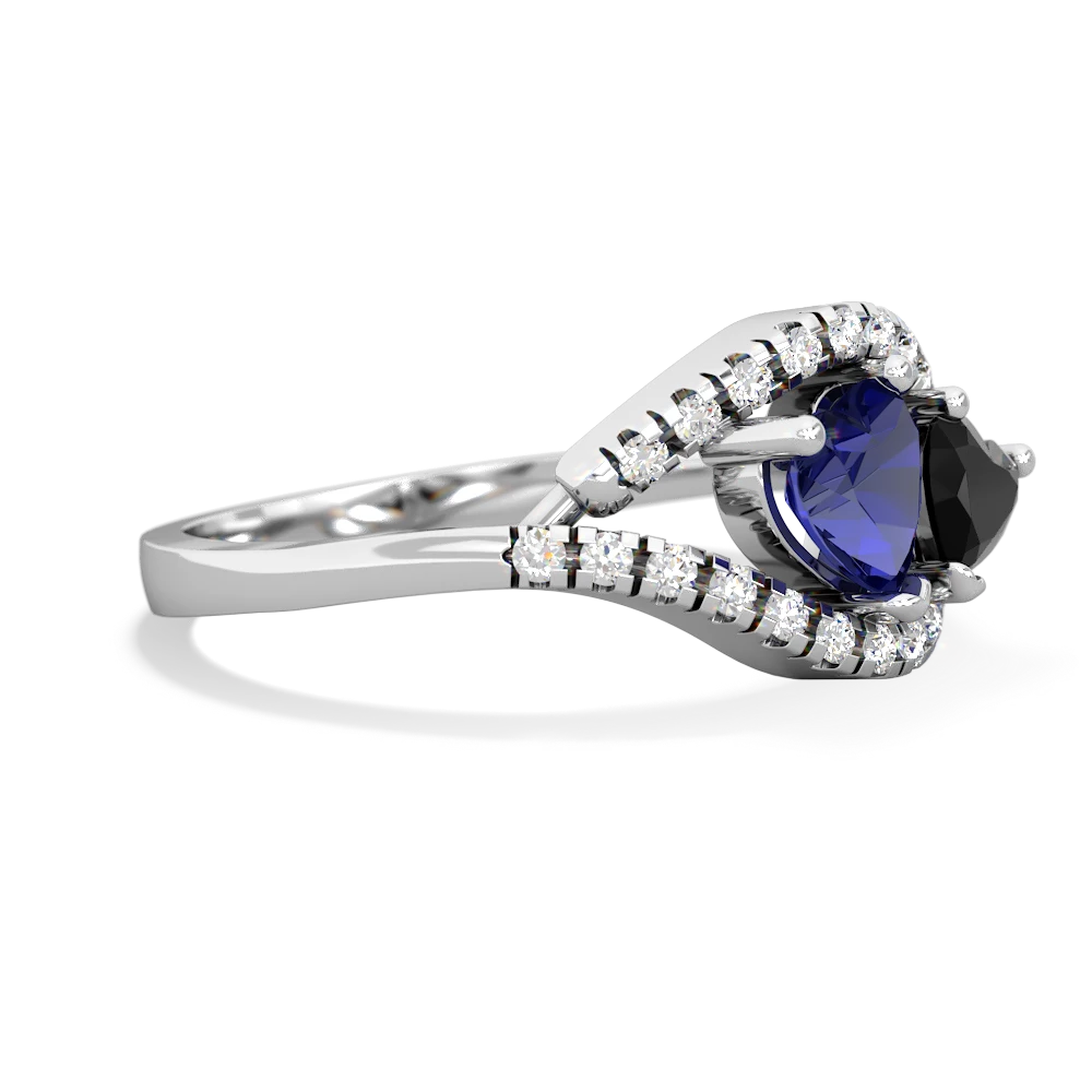 Lab Sapphire Mother And Child 14K White Gold ring R3010