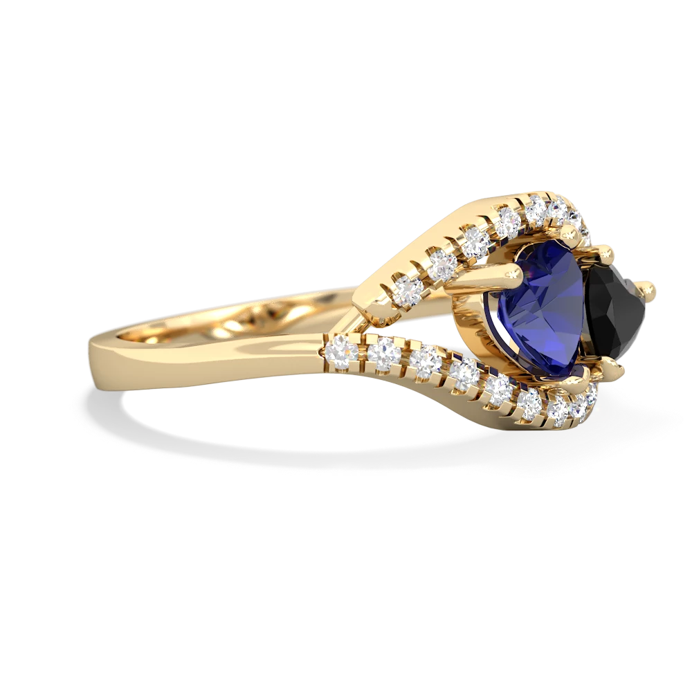 Lab Sapphire Mother And Child 14K Yellow Gold ring R3010