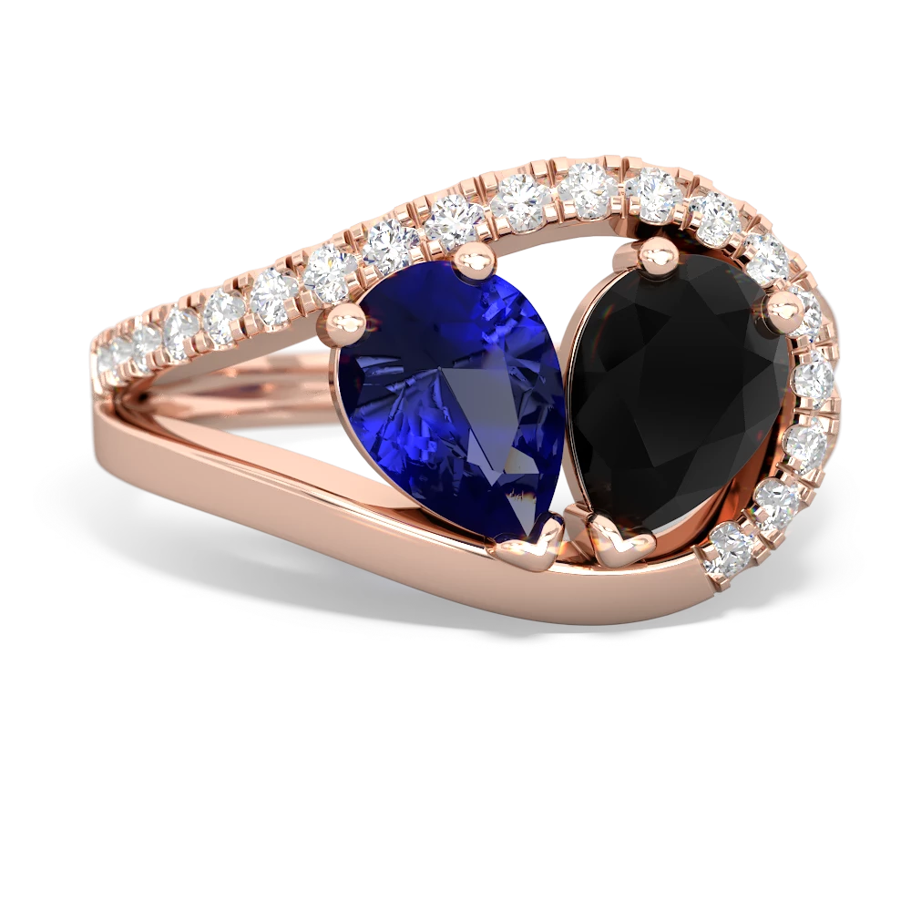 Lab Sapphire Nestled Heart Keepsake 14K Rose Gold ring R5650