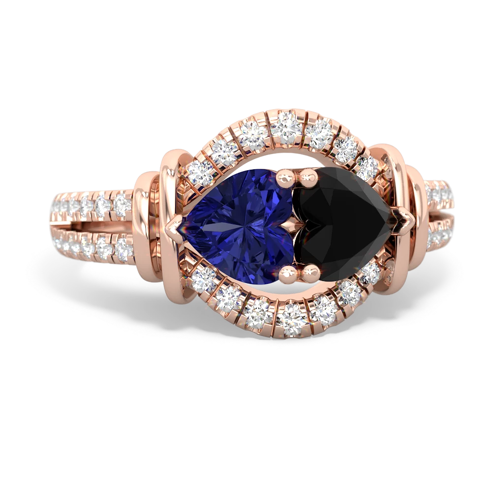 Lab Sapphire Art-Deco Keepsake 14K Rose Gold ring R5630