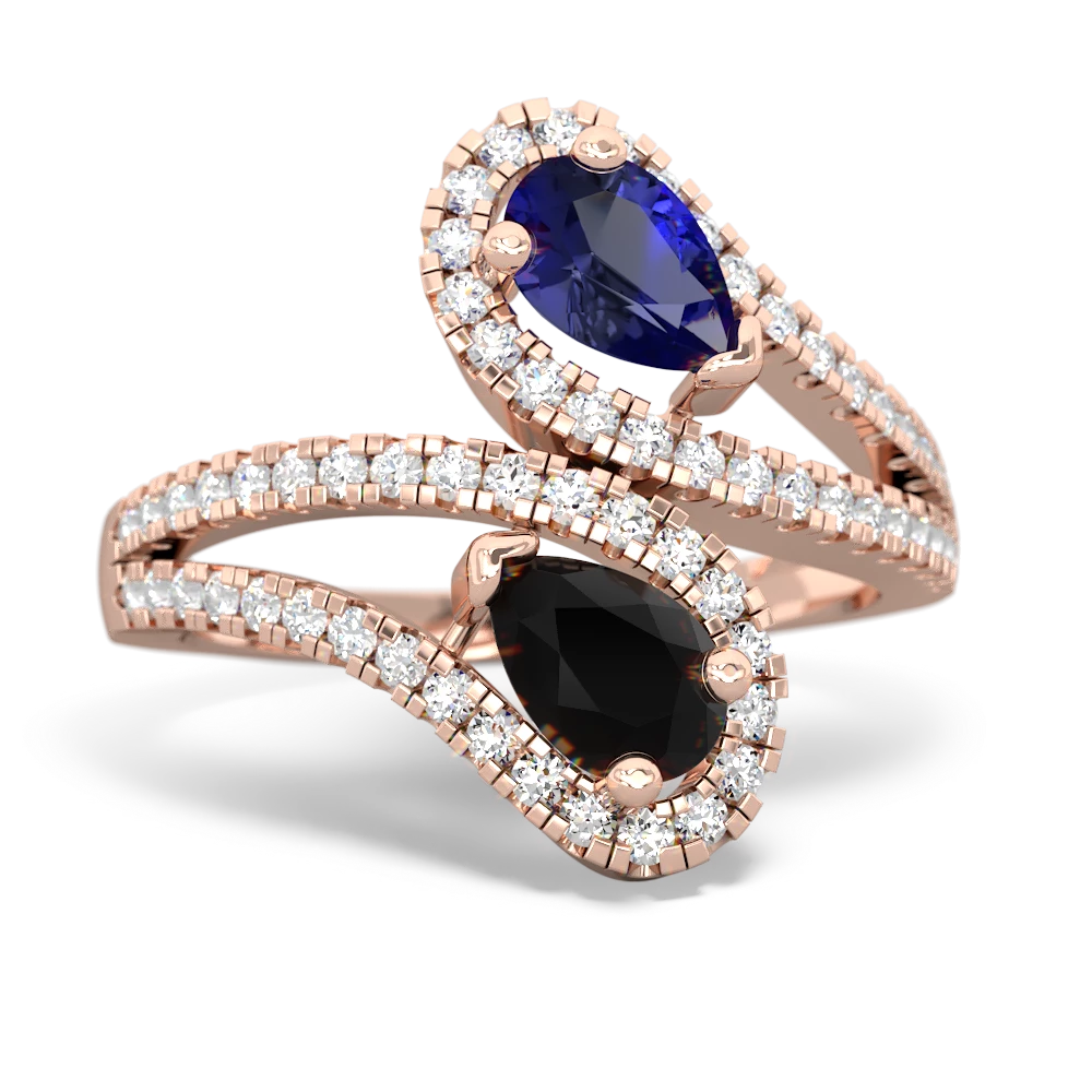 Lab Sapphire Diamond Dazzler 14K Rose Gold ring R3000