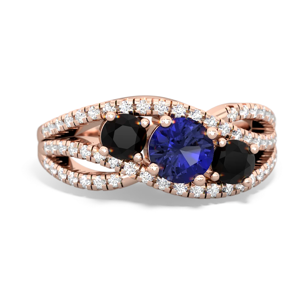 Lab Sapphire Three Stone Aurora 14K Rose Gold ring R3080