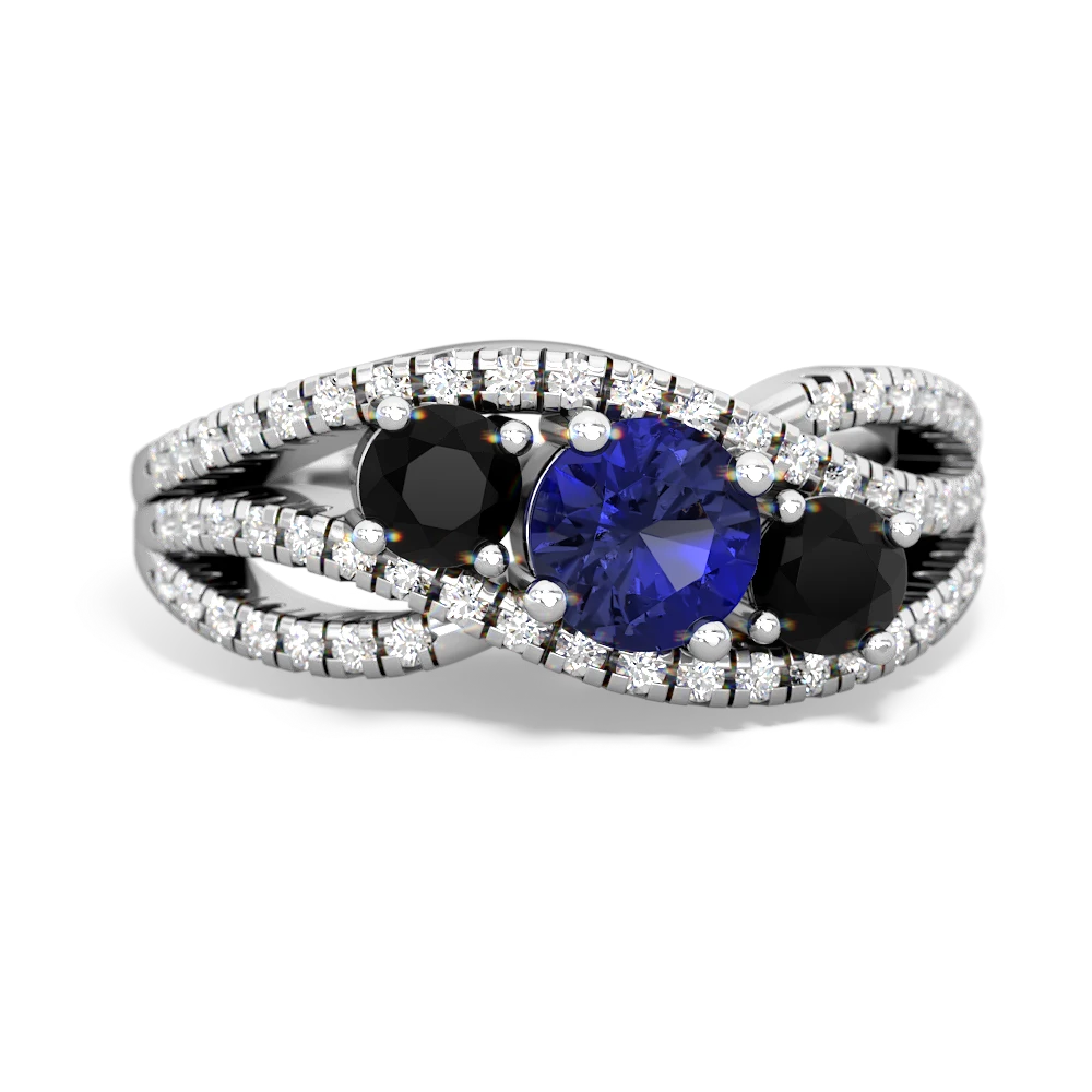 Lab Sapphire Three Stone Aurora 14K White Gold ring R3080