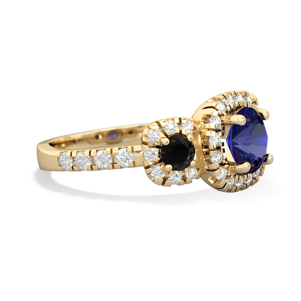 Lab Sapphire Regal Halo 14K Yellow Gold ring R5350