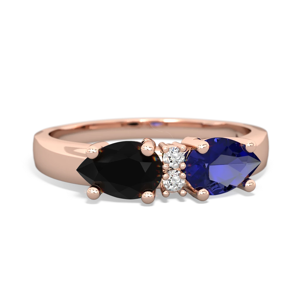 Lab Sapphire Pear Bowtie 14K Rose Gold ring R0865
