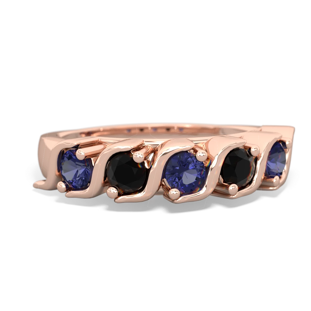 Lab Sapphire Anniversary Band 14K Rose Gold ring R2089