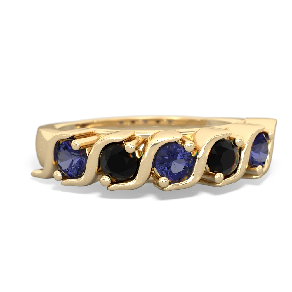 Lab Sapphire Anniversary Band 14K Yellow Gold ring R2089