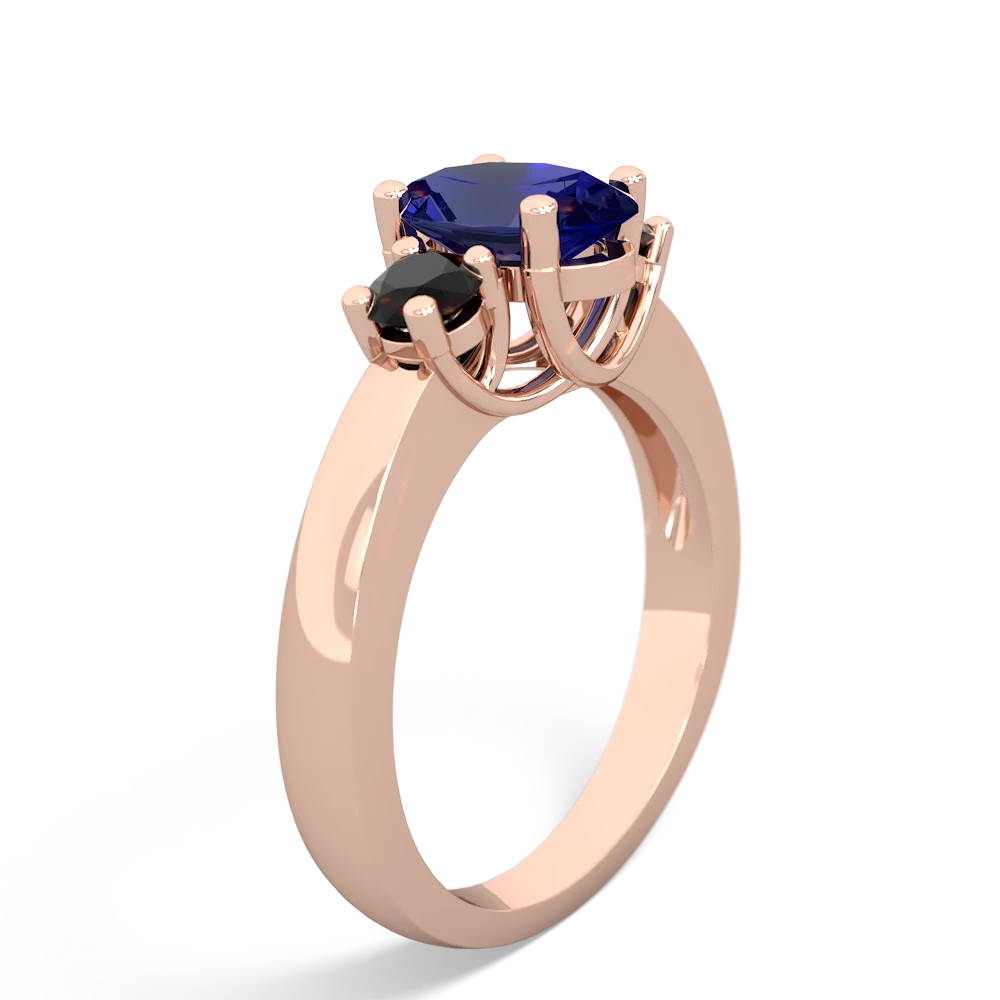 Lab Sapphire Three Stone Oval Trellis 14K Rose Gold ring R4024