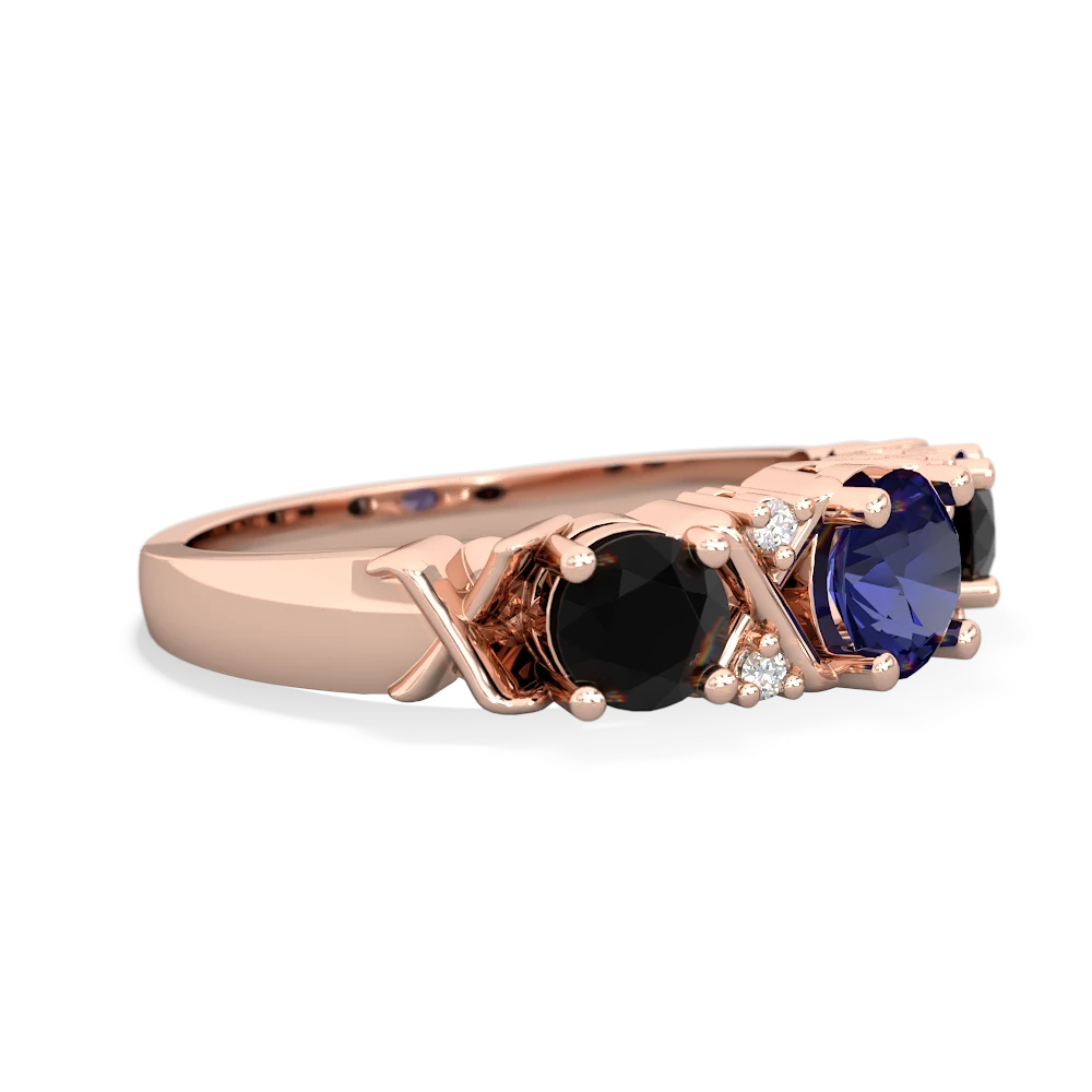 Lab Sapphire Hugs And Kisses 14K Rose Gold ring R5016