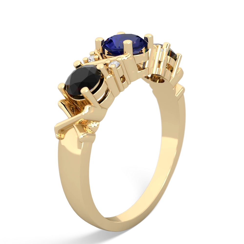 Lab Sapphire Hugs And Kisses 14K Yellow Gold ring R5016