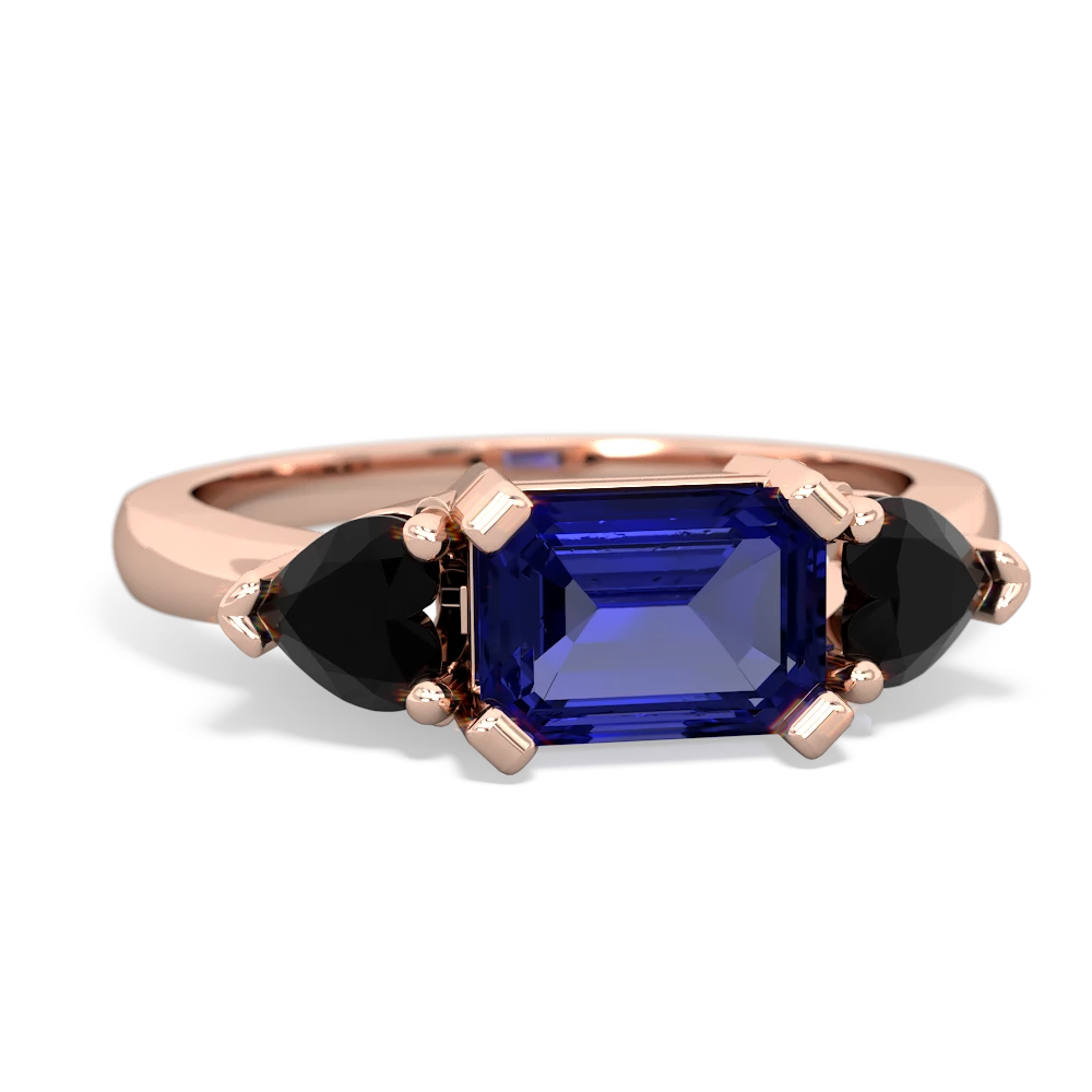 Lab Sapphire Three Stone 14K Rose Gold ring R5235