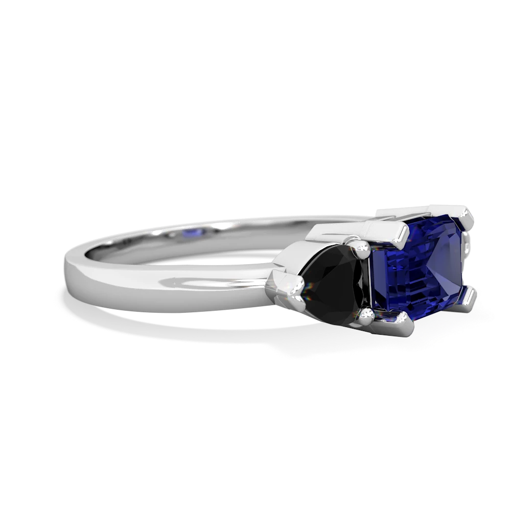 Lab Sapphire Three Stone 14K White Gold ring R5235