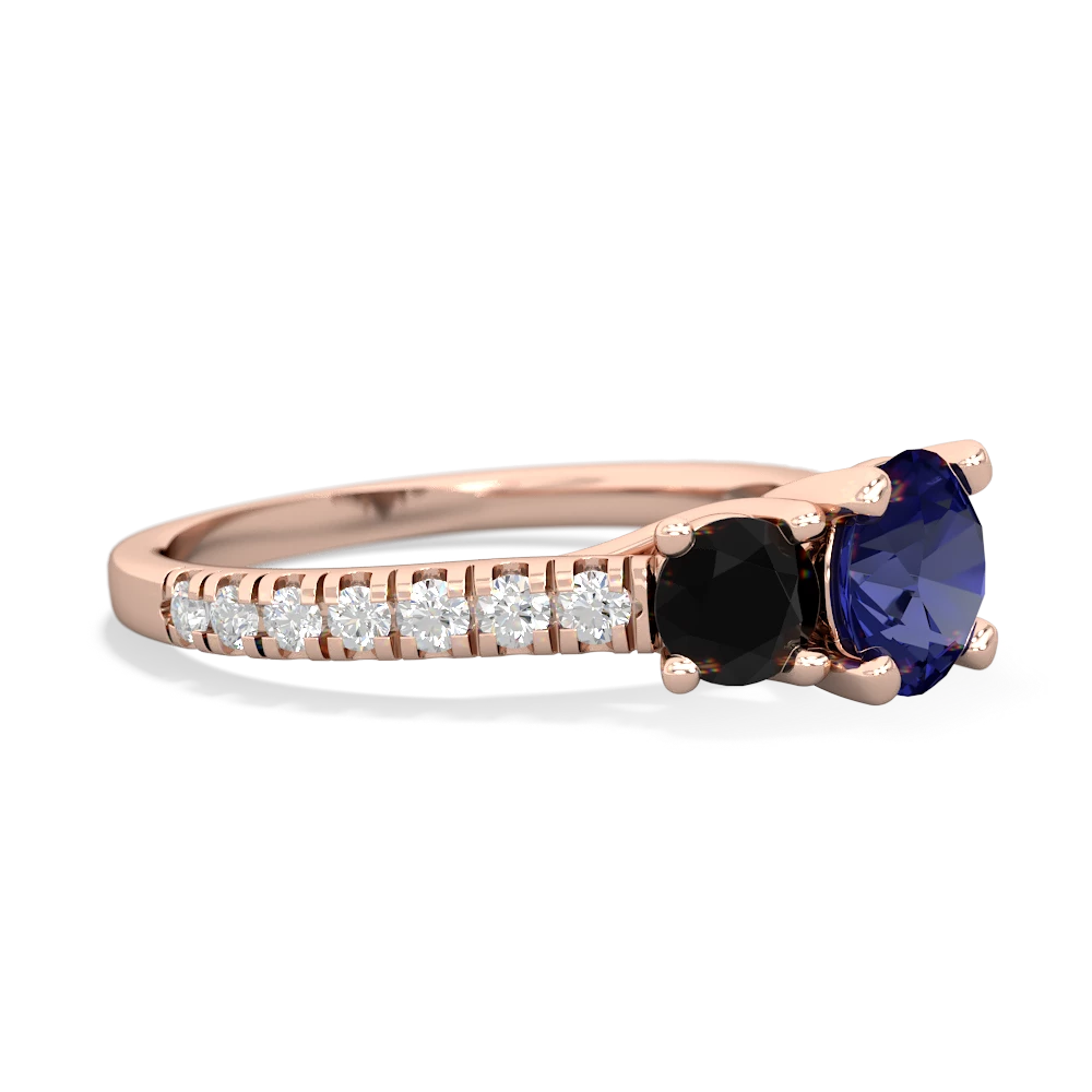 Lab Sapphire Pave Trellis 14K Rose Gold ring R5500