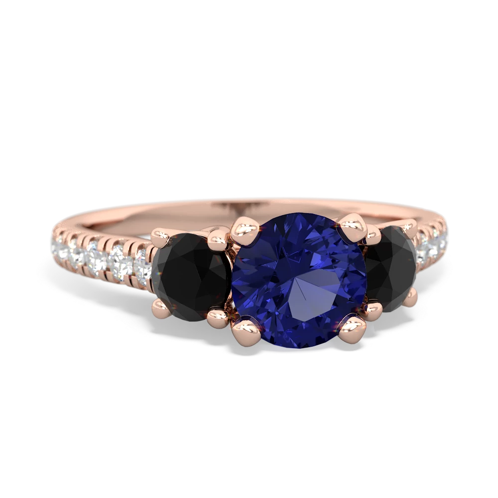 Lab Sapphire Pave Trellis 14K Rose Gold ring R5500