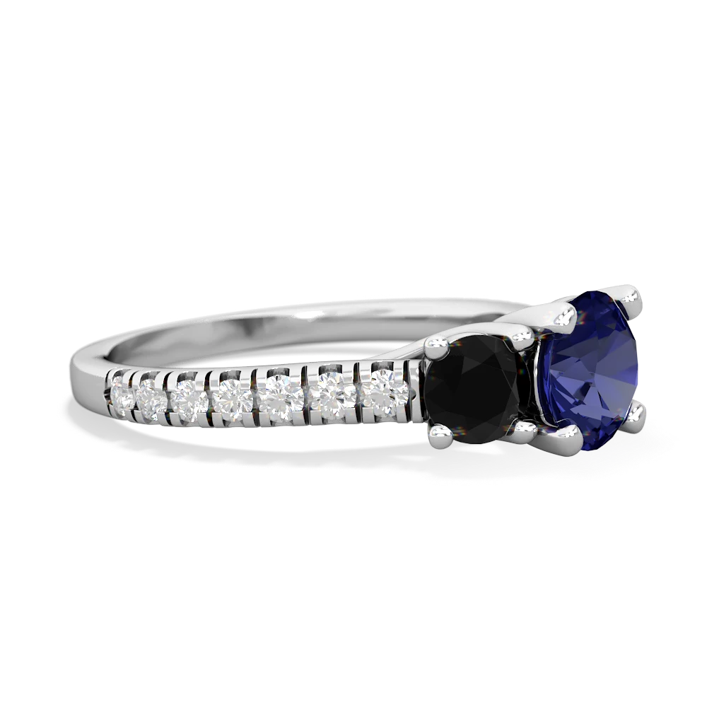 Lab Sapphire Pave Trellis 14K White Gold ring R5500