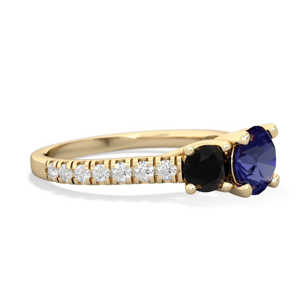 Lab Sapphire Pave Trellis 14K Yellow Gold ring R5500