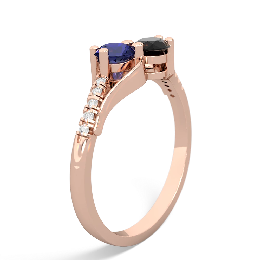 Lab Sapphire Infinity Pave Two Stone 14K Rose Gold ring R5285