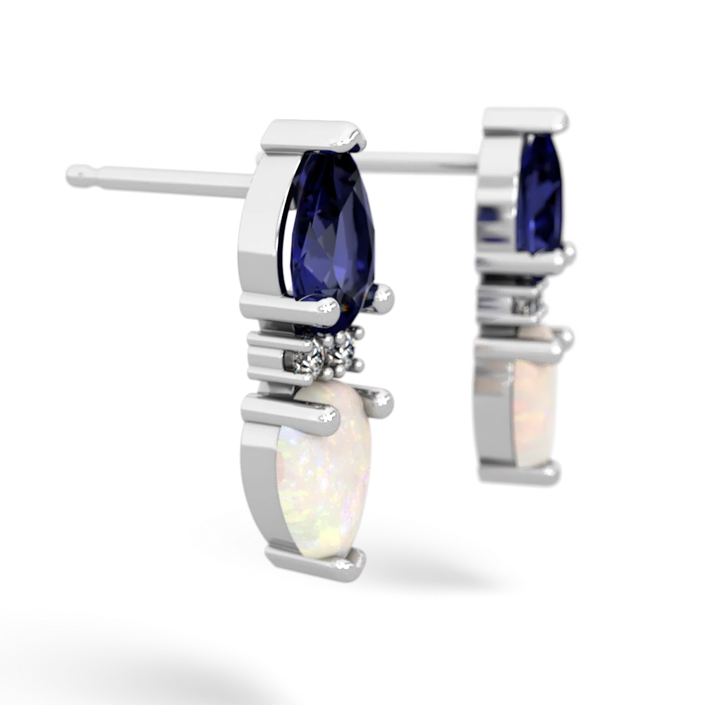 Lab Sapphire Bowtie Drop 14K White Gold earrings E0865