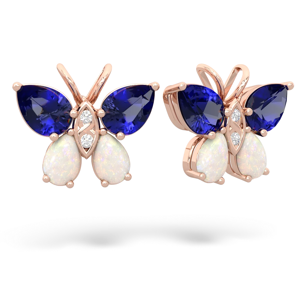 Lab Sapphire Butterfly 14K Rose Gold earrings E2215