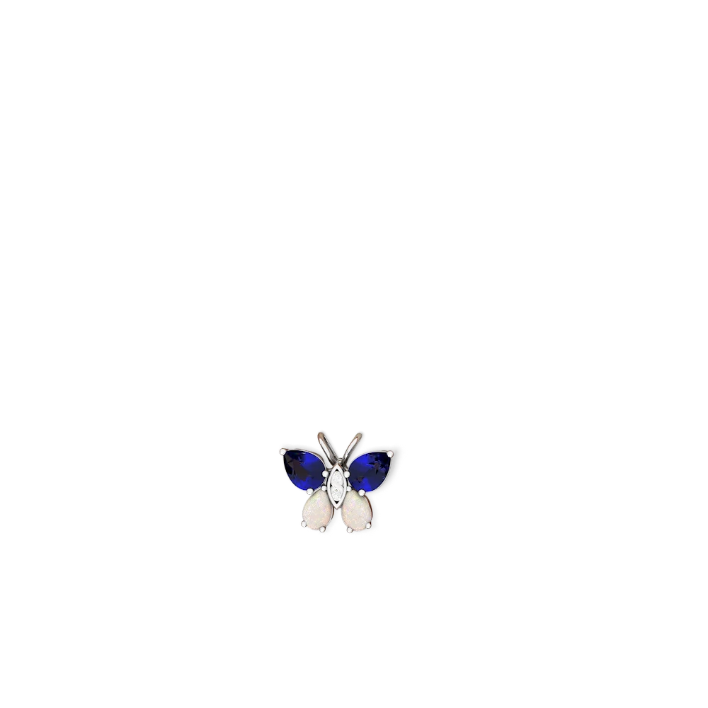 Lab Sapphire Butterfly 14K White Gold earrings E2215