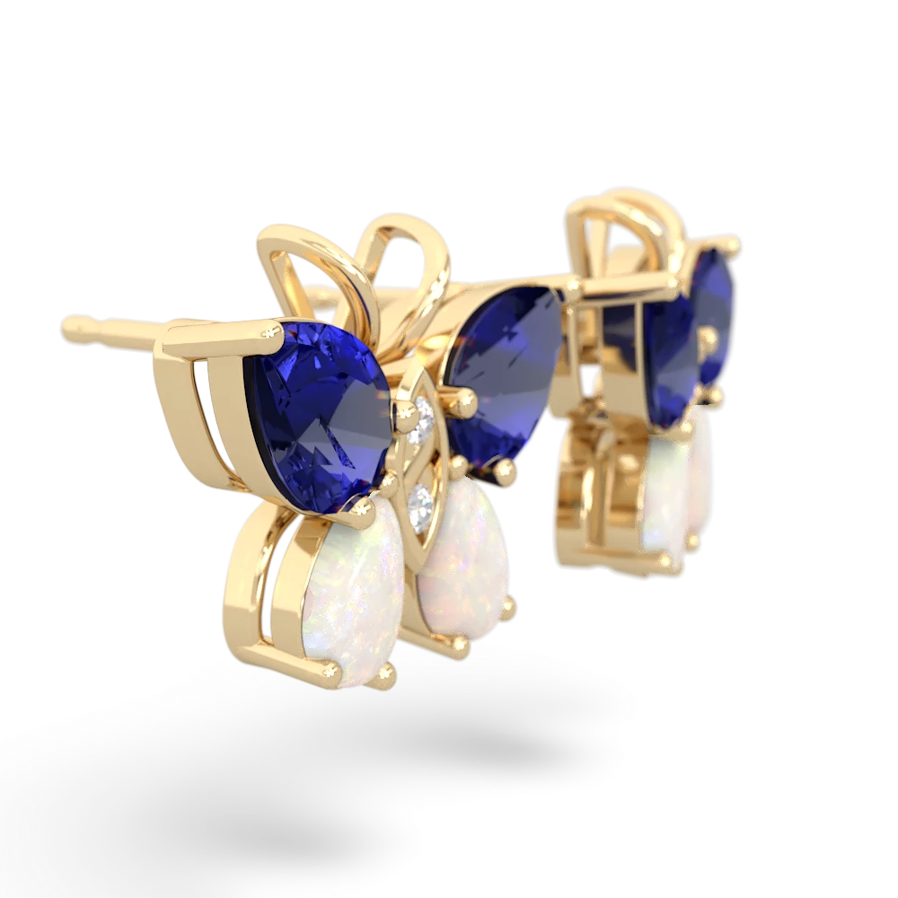 Lab Sapphire Butterfly 14K Yellow Gold earrings E2215