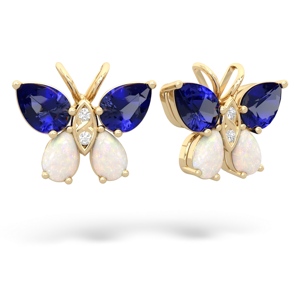 Lab Sapphire Butterfly 14K Yellow Gold earrings E2215