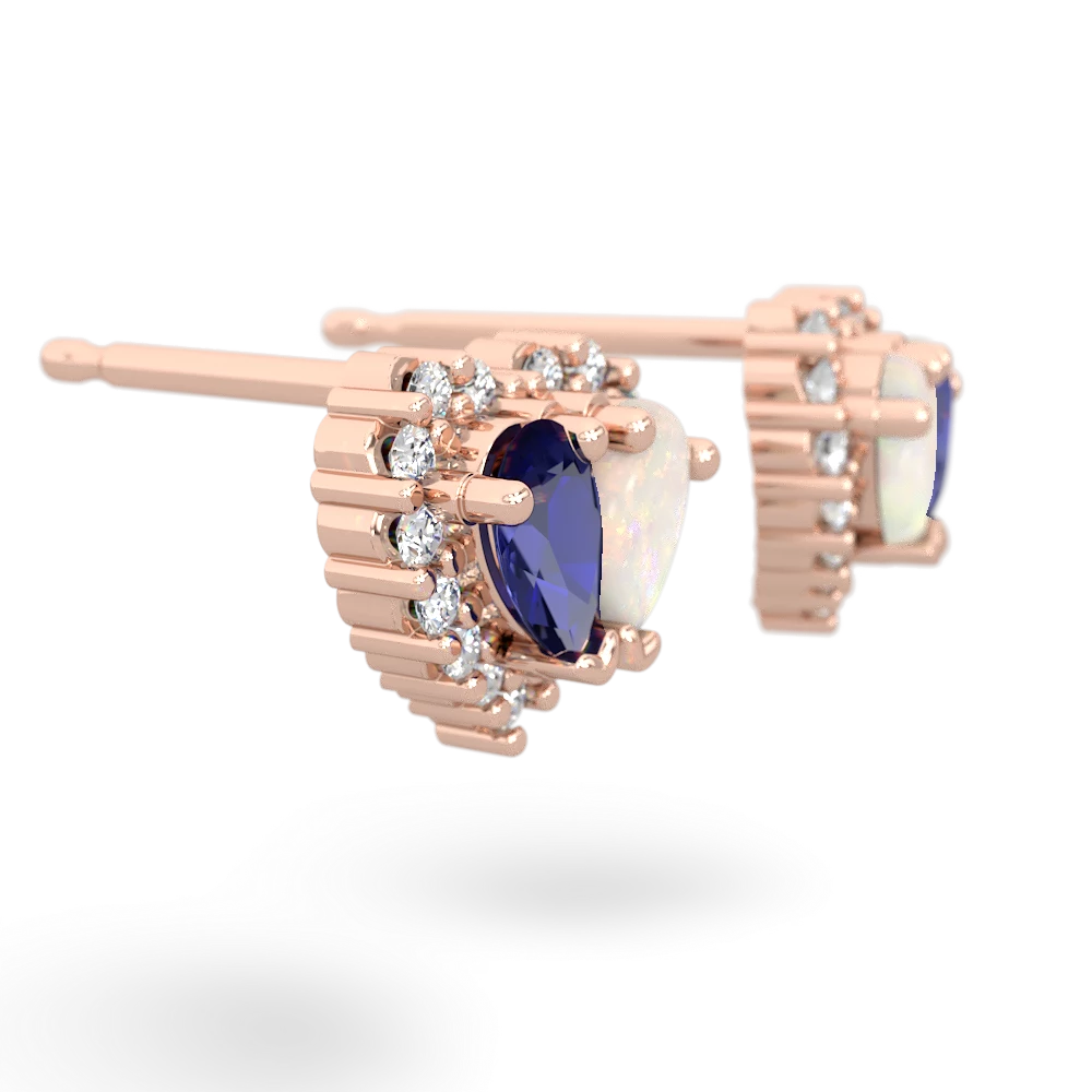 Lab Sapphire Halo 14K Rose Gold earrings E7008