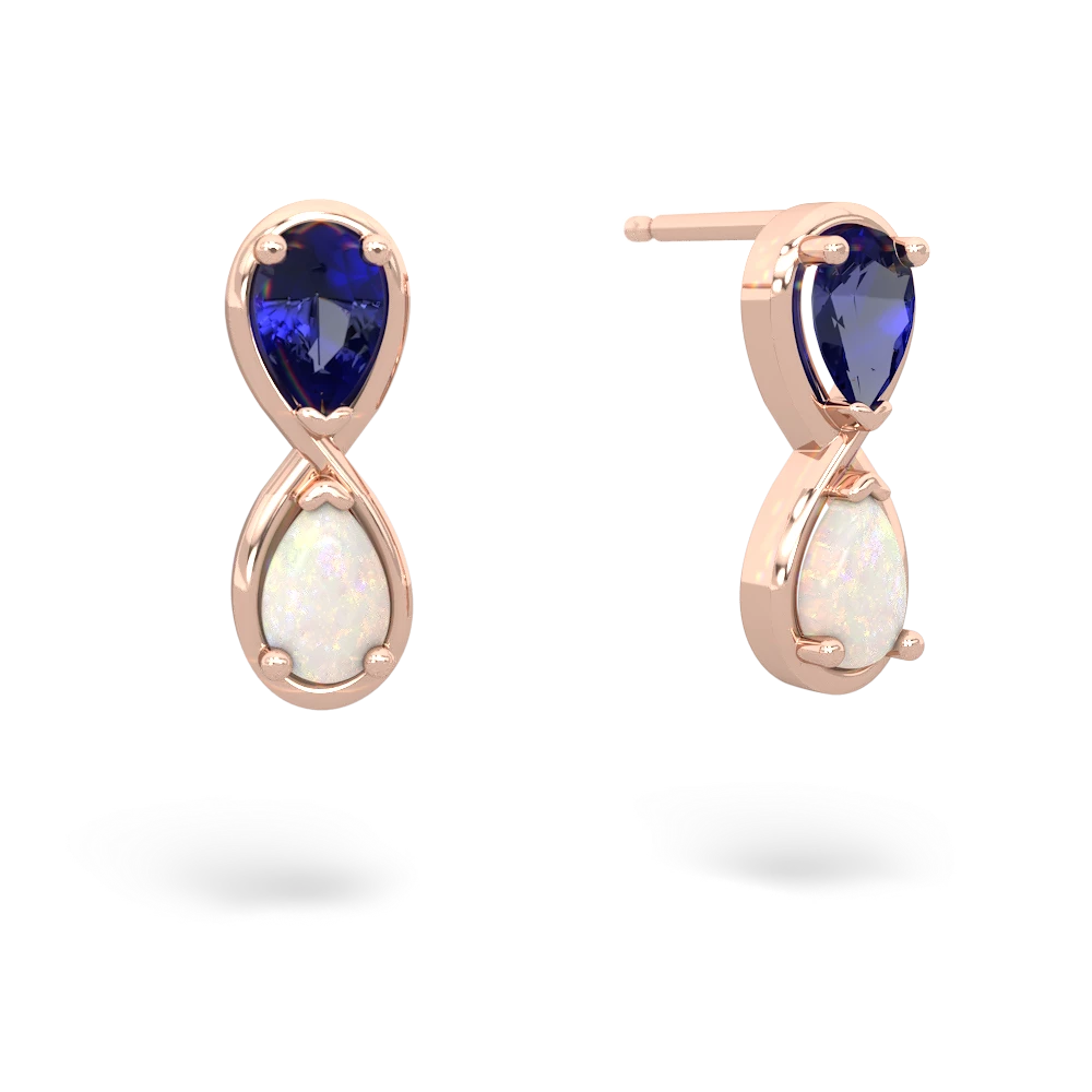 Lab Sapphire Infinity 14K Rose Gold earrings E5050