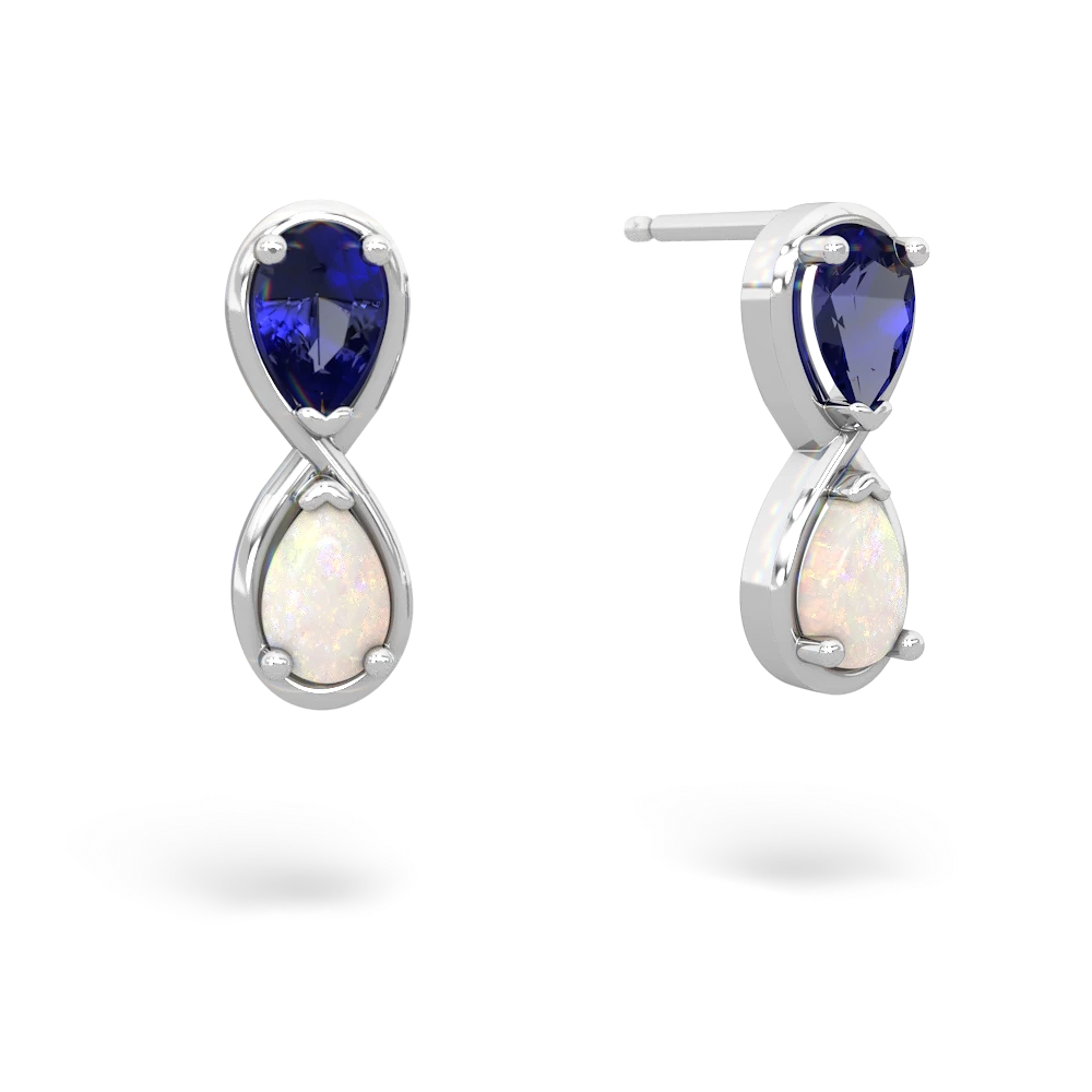 Lab Sapphire Infinity 14K White Gold earrings E5050