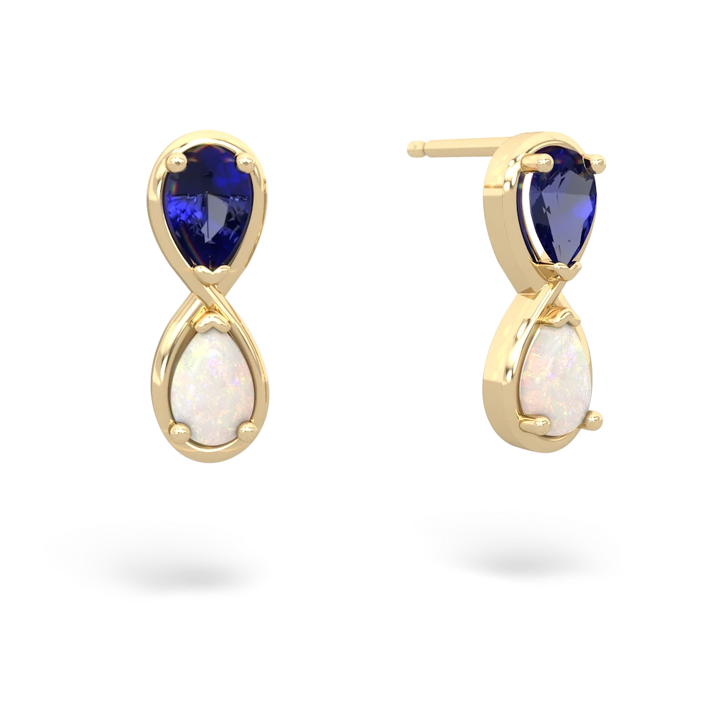 Lab Sapphire Infinity 14K Yellow Gold earrings E5050