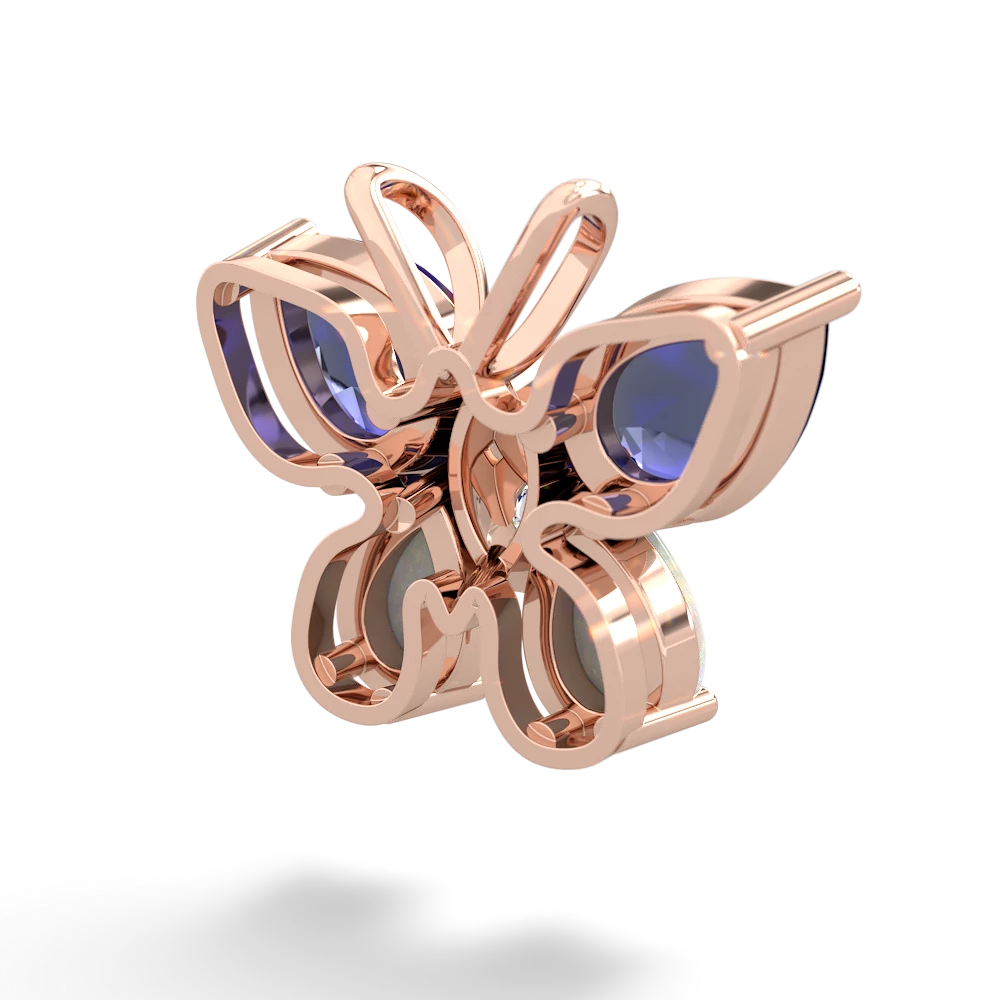 Lab Sapphire Butterfly 14K Rose Gold pendant P2215