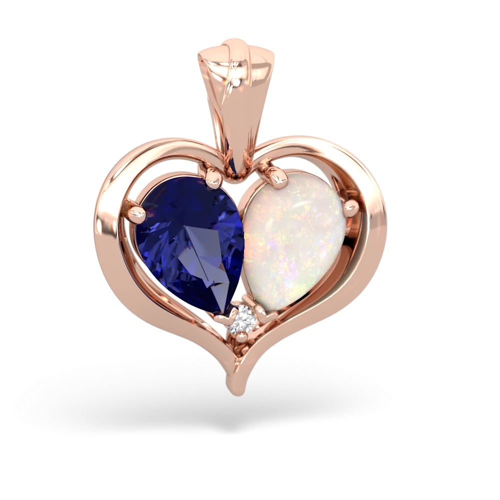 Lab Sapphire Two Become One 14K Rose Gold pendant P5330