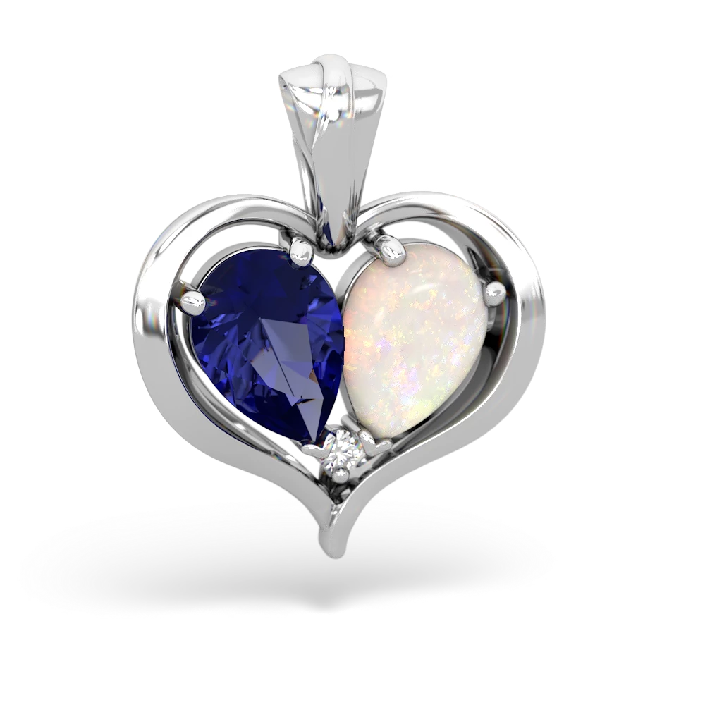 Lab Sapphire Two Become One 14K White Gold pendant P5330