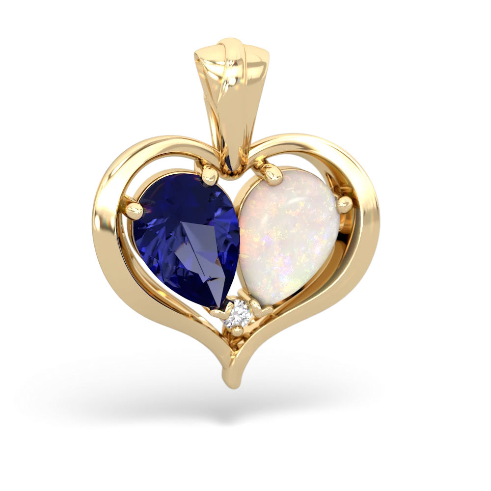 Lab Sapphire Two Become One 14K Yellow Gold pendant P5330