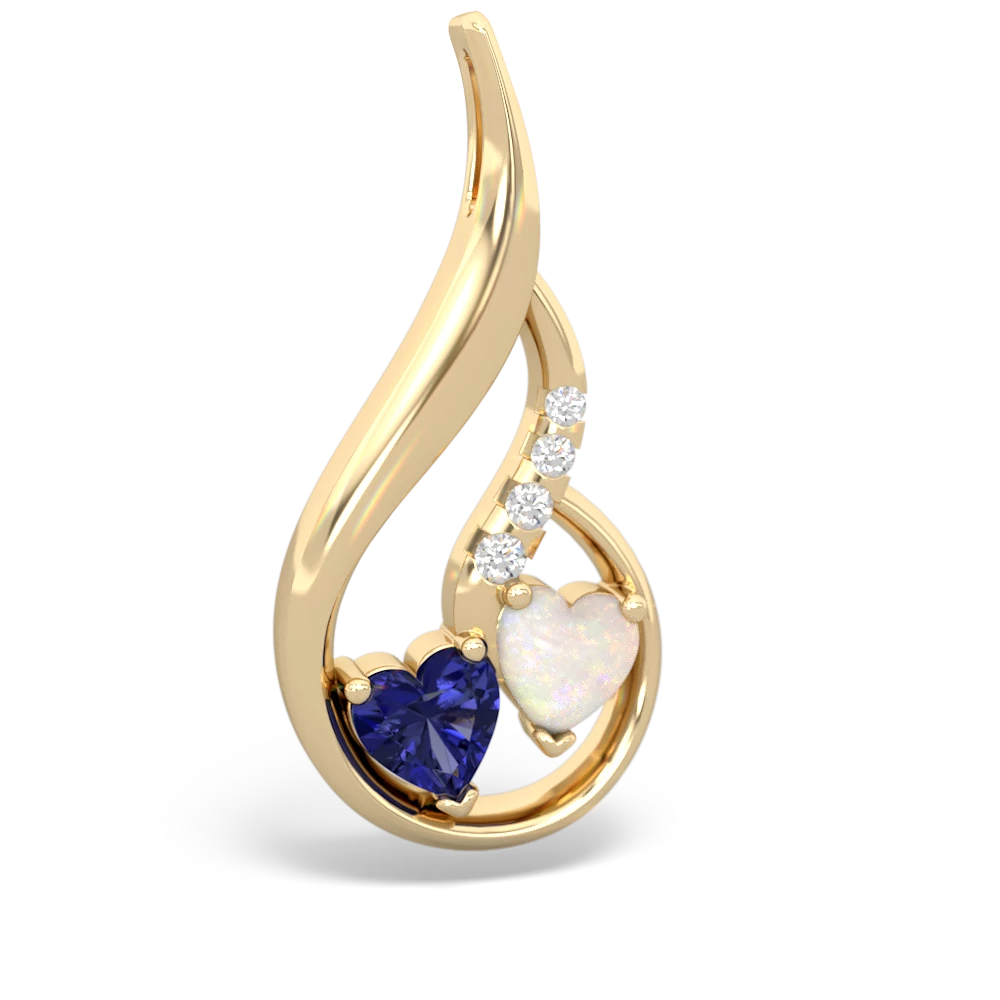 Lab Sapphire Keepsake Curves 14K Yellow Gold pendant P5450