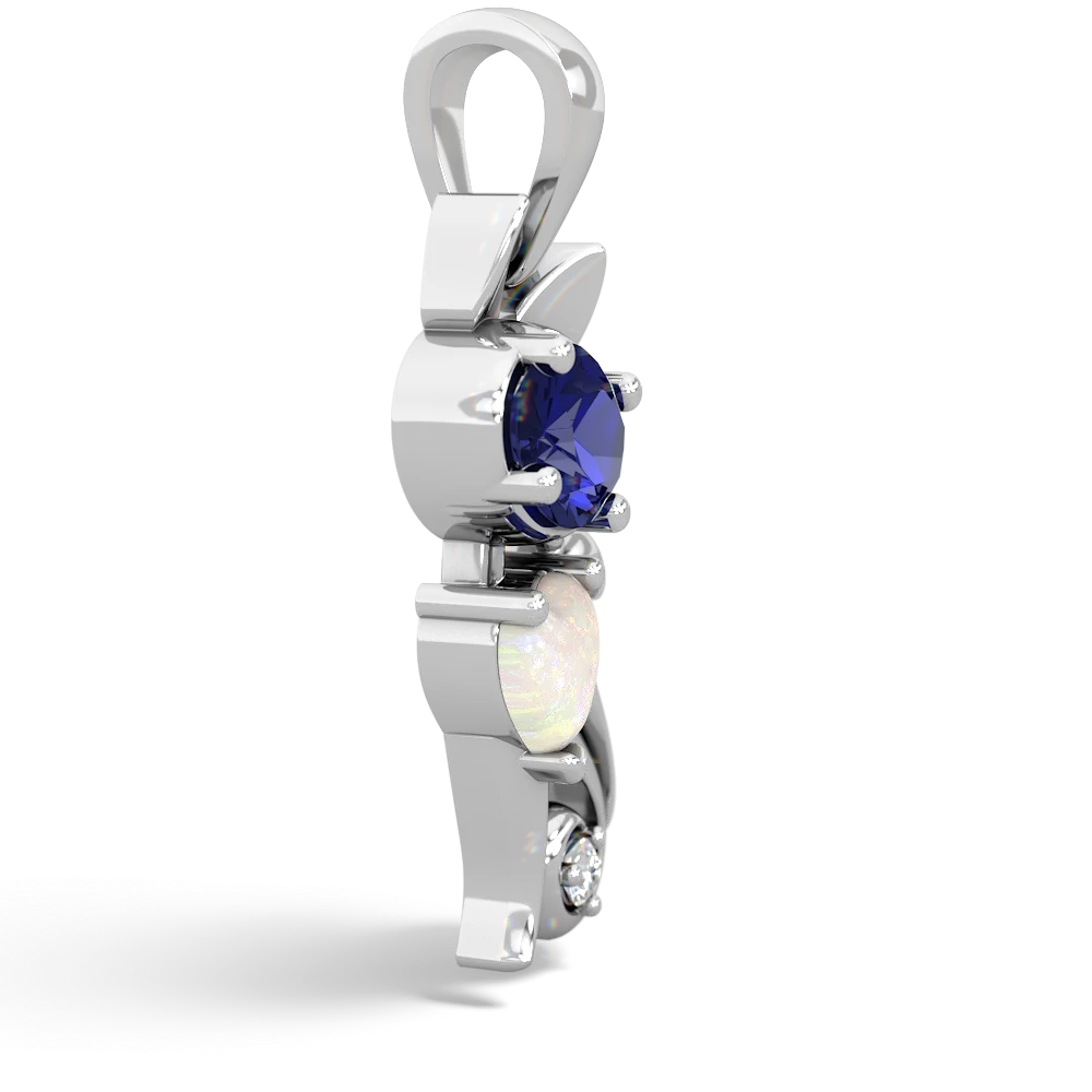 Lab Sapphire Kitten 14K White Gold pendant P5780