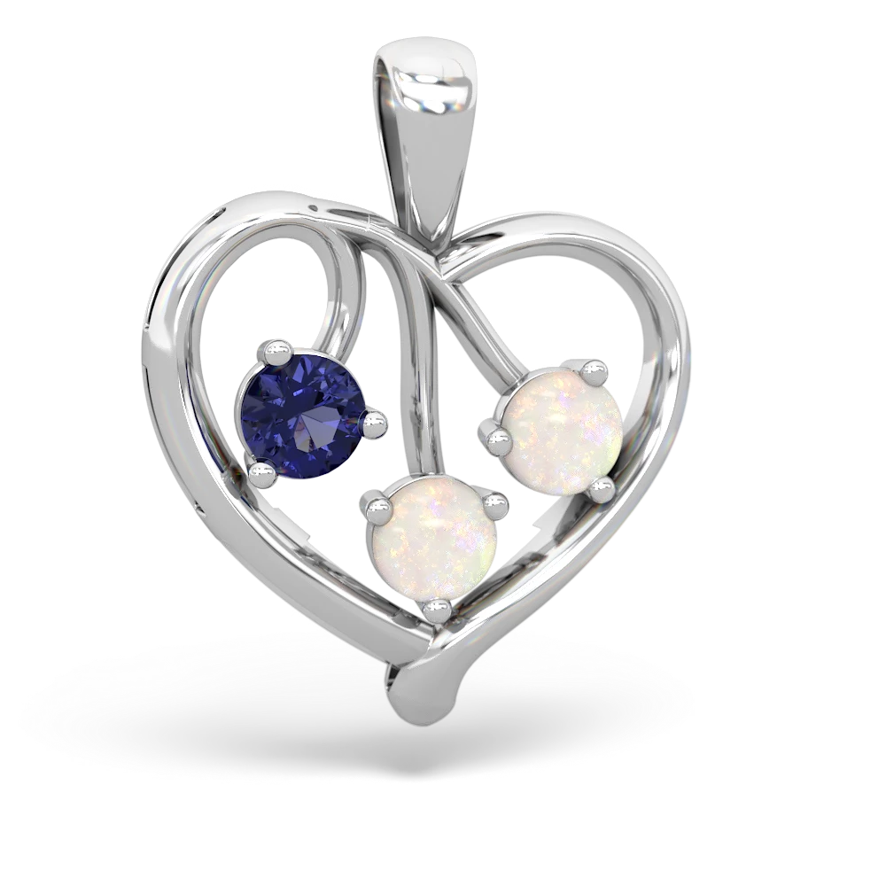 Lab Sapphire Glowing Heart 14K White Gold pendant P2233