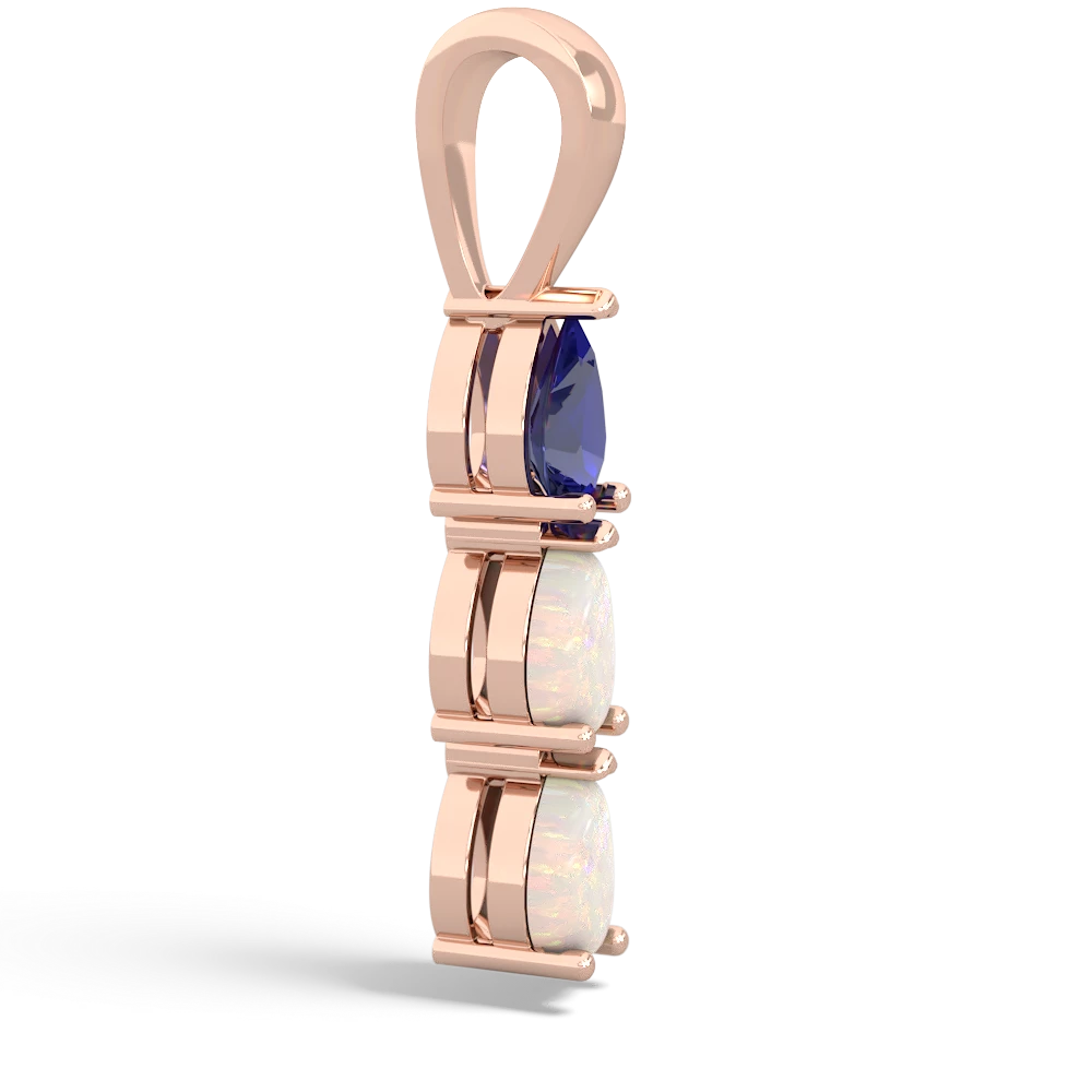 Lab Sapphire Dew Drops 14K Rose Gold pendant P2251