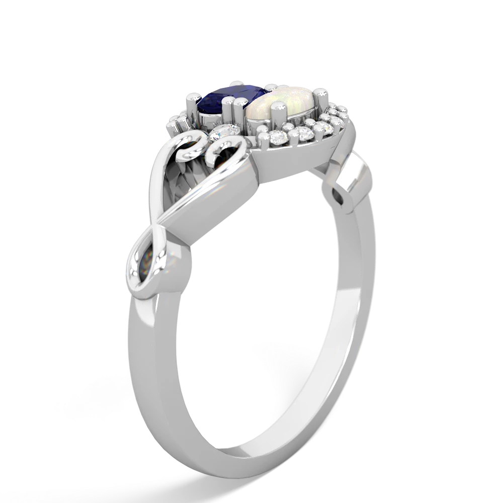 Lab Sapphire Love Nest 14K White Gold ring R5860