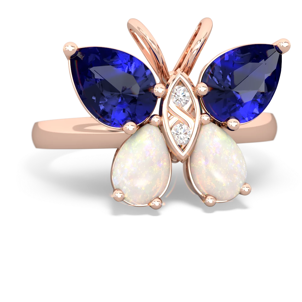 Lab Sapphire Butterfly 14K Rose Gold ring R2215