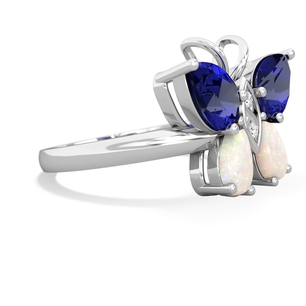 Lab Sapphire Butterfly 14K White Gold ring R2215