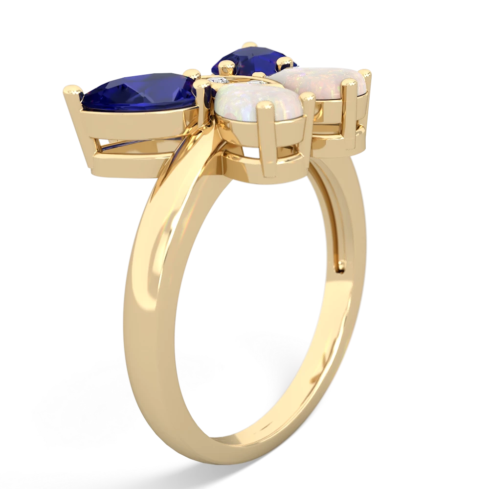 Lab Sapphire Butterfly 14K Yellow Gold ring R2215