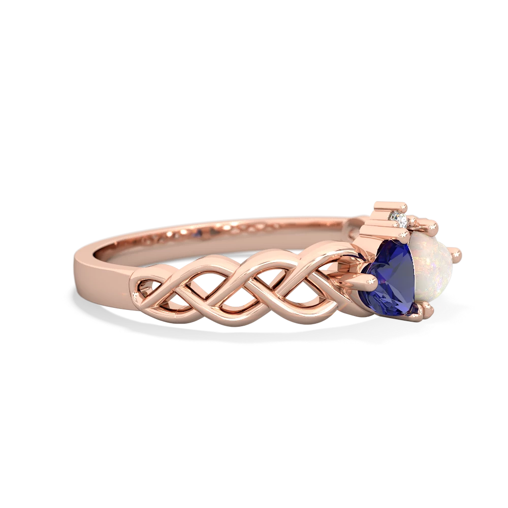 Lab Sapphire Heart To Heart Braid 14K Rose Gold ring R5870