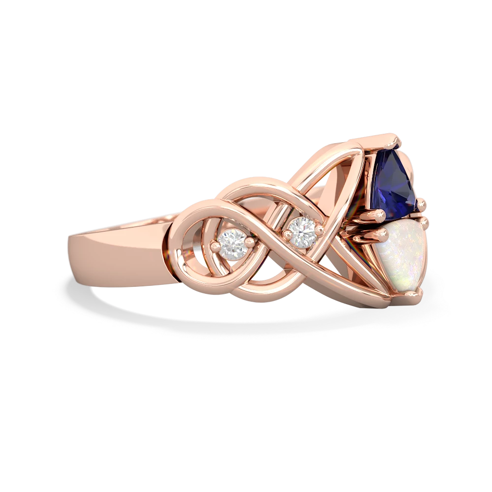 Lab Sapphire Keepsake Celtic Knot 14K Rose Gold ring R5300