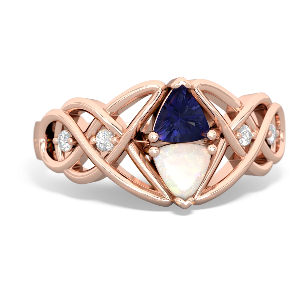 Lab Sapphire Keepsake Celtic Knot 14K Rose Gold ring R5300