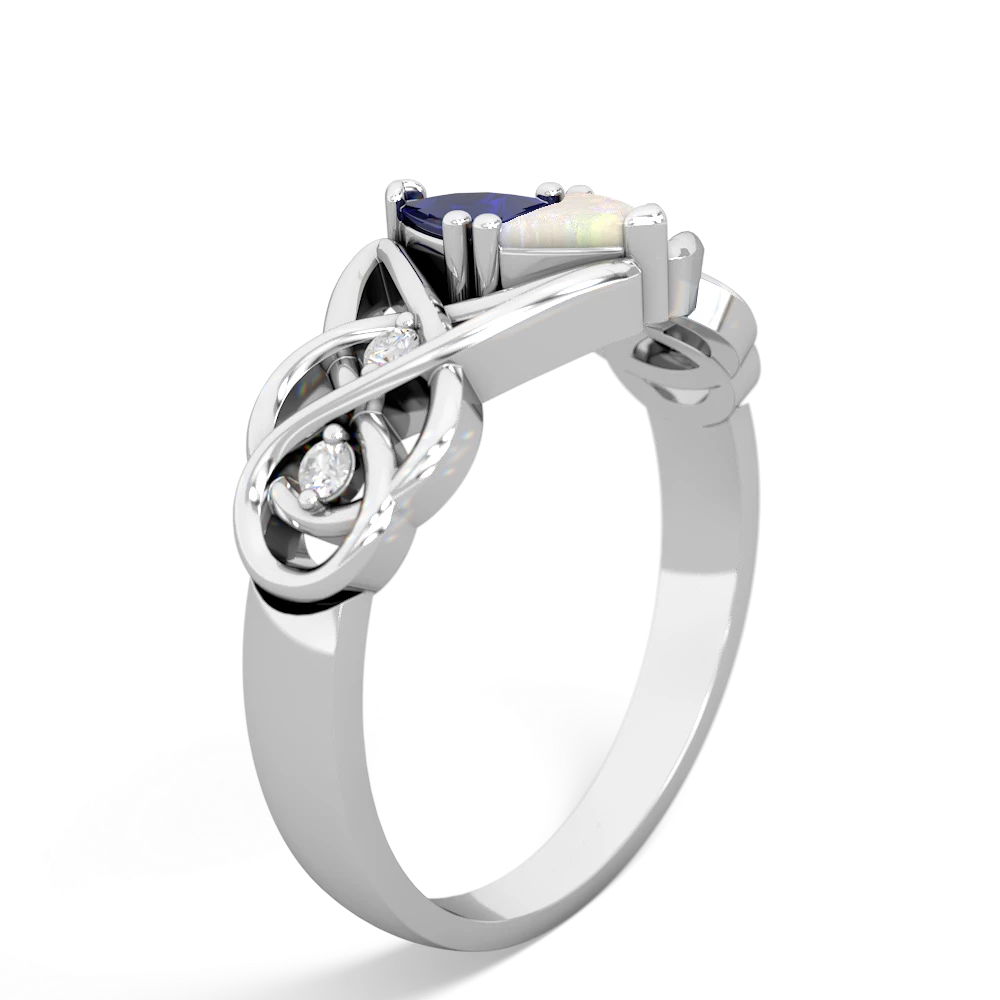 Lab Sapphire Keepsake Celtic Knot 14K White Gold ring R5300