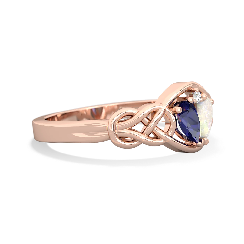 Lab Sapphire Celtic Love Knot 14K Rose Gold ring R5420